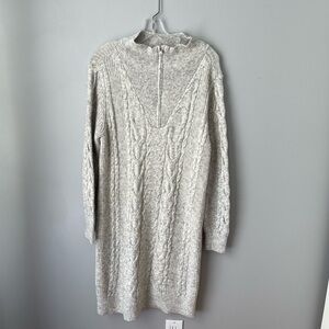 LOFT Cream Long Sleeve Mock Neck Sweater Dress